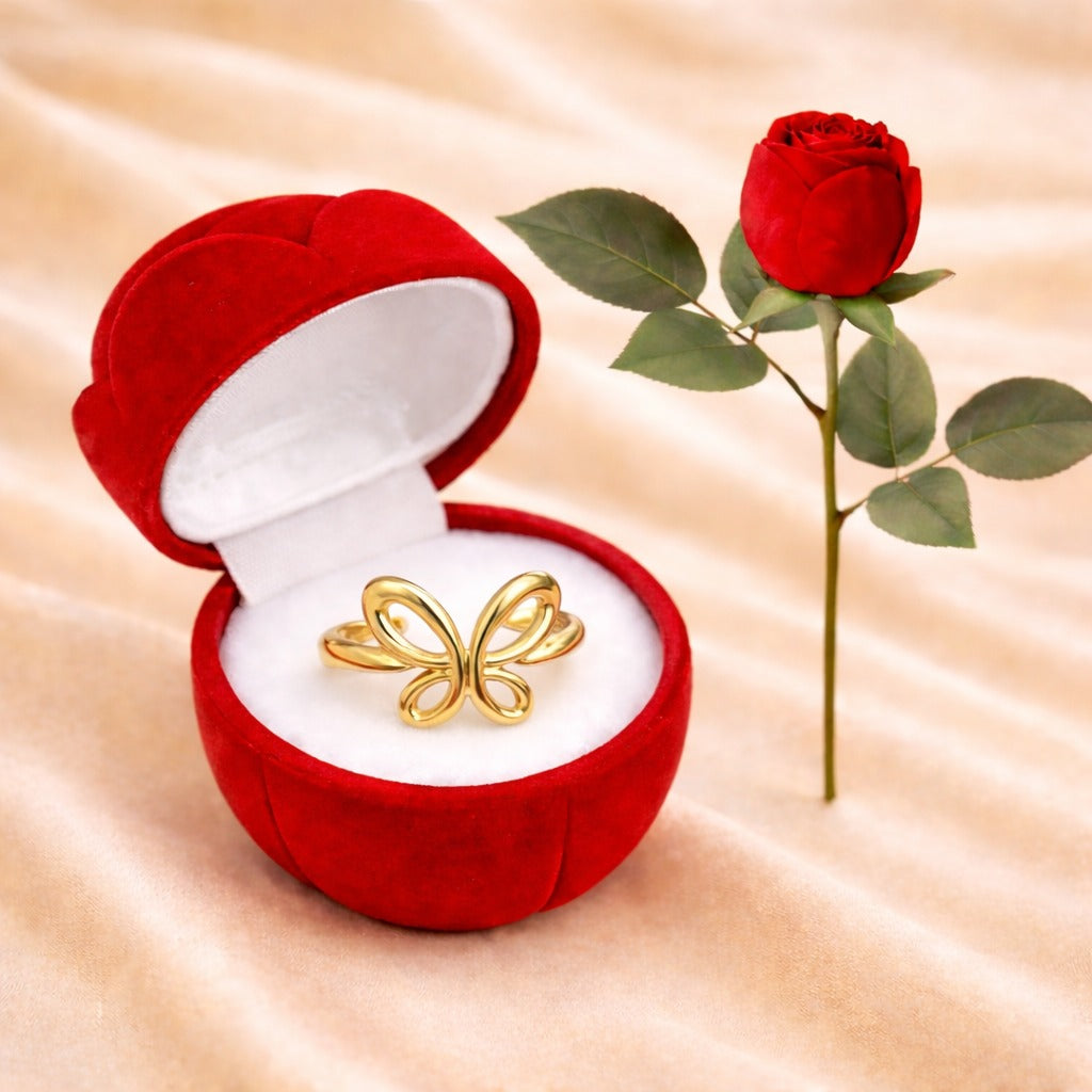 18K Gold Plated Cute Butterfly Adjustable Ring