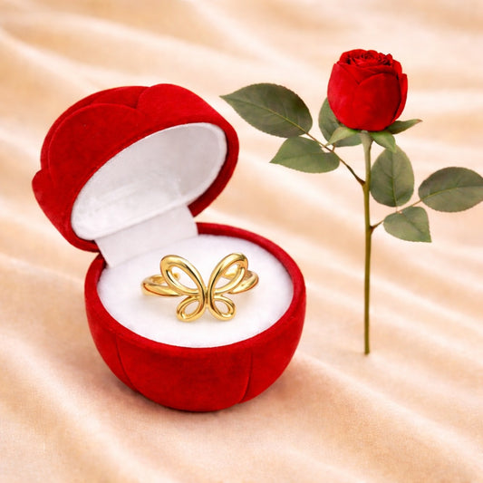 18K Gold Plated Cute Butterfly Adjustable Ring