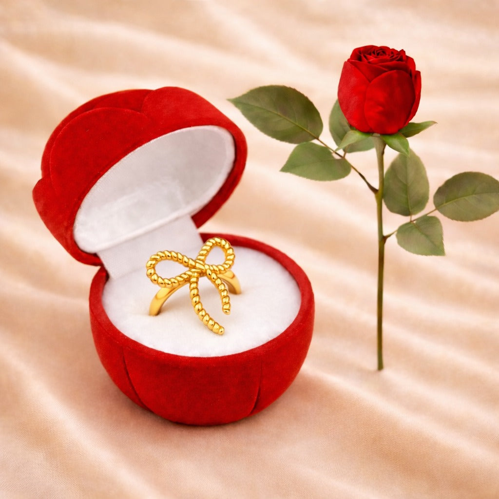 18K Gold Plated Bow Ring for Women