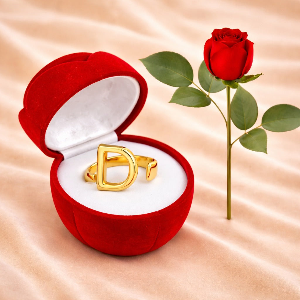 18k Gold Plated Letter "D" Ring