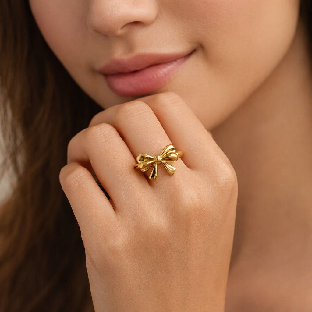 18k Gold Plated Bow Butterfly Anti Tarnish Ring