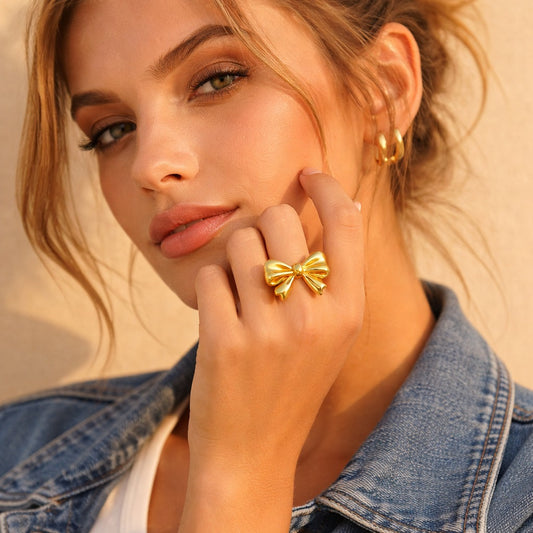 18k Gold Plated Bow Butterfly Anti Tarnish Ring