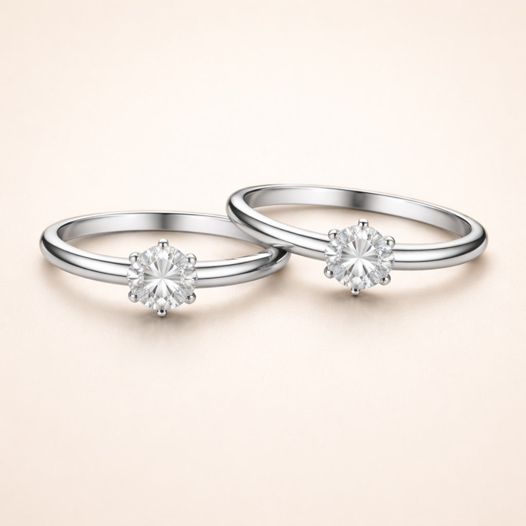 Classic Round Cut Solitaire Ring Silver Finish