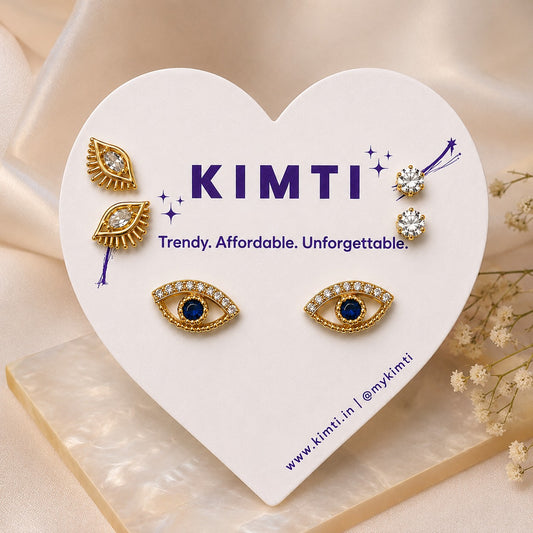 KIMTI Evil Eye Stud Earrings Combo Set for Women