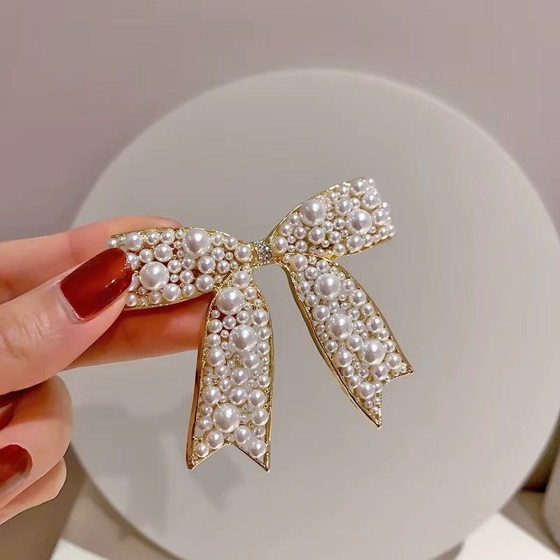 Pearl Bow Luxe Hair Clip