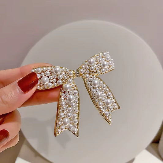 Pearl Bow Luxe Hair Clip