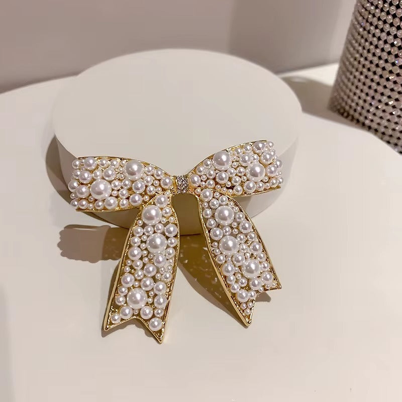 Pearl Bow Luxe Hair Clip