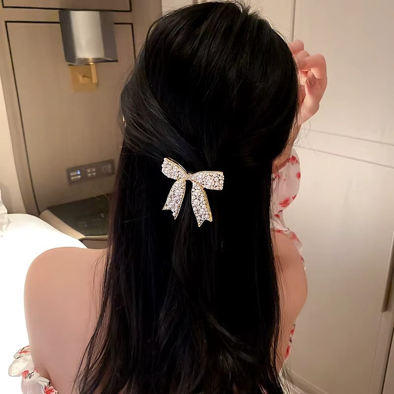 Pearl Bow Luxe Hair Clip