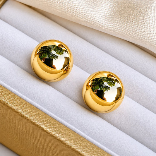 18K Gold Plated Modern Dome Earrings