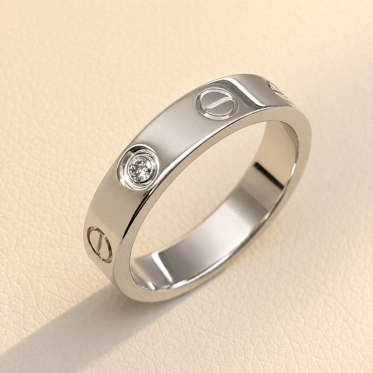 Minimalist Crystal Screw Ring (Size 16, 17, 19)