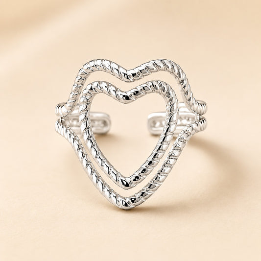 Silver Plated Twisted Heart Silver Ring