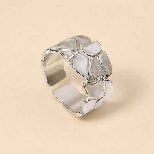 Silver Plated Floral Mirror Ring