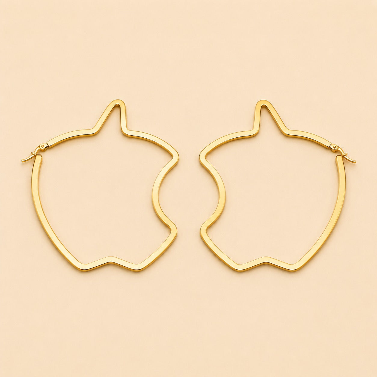 18K Gold Plated Trendy Cat Shape Hoops Earring