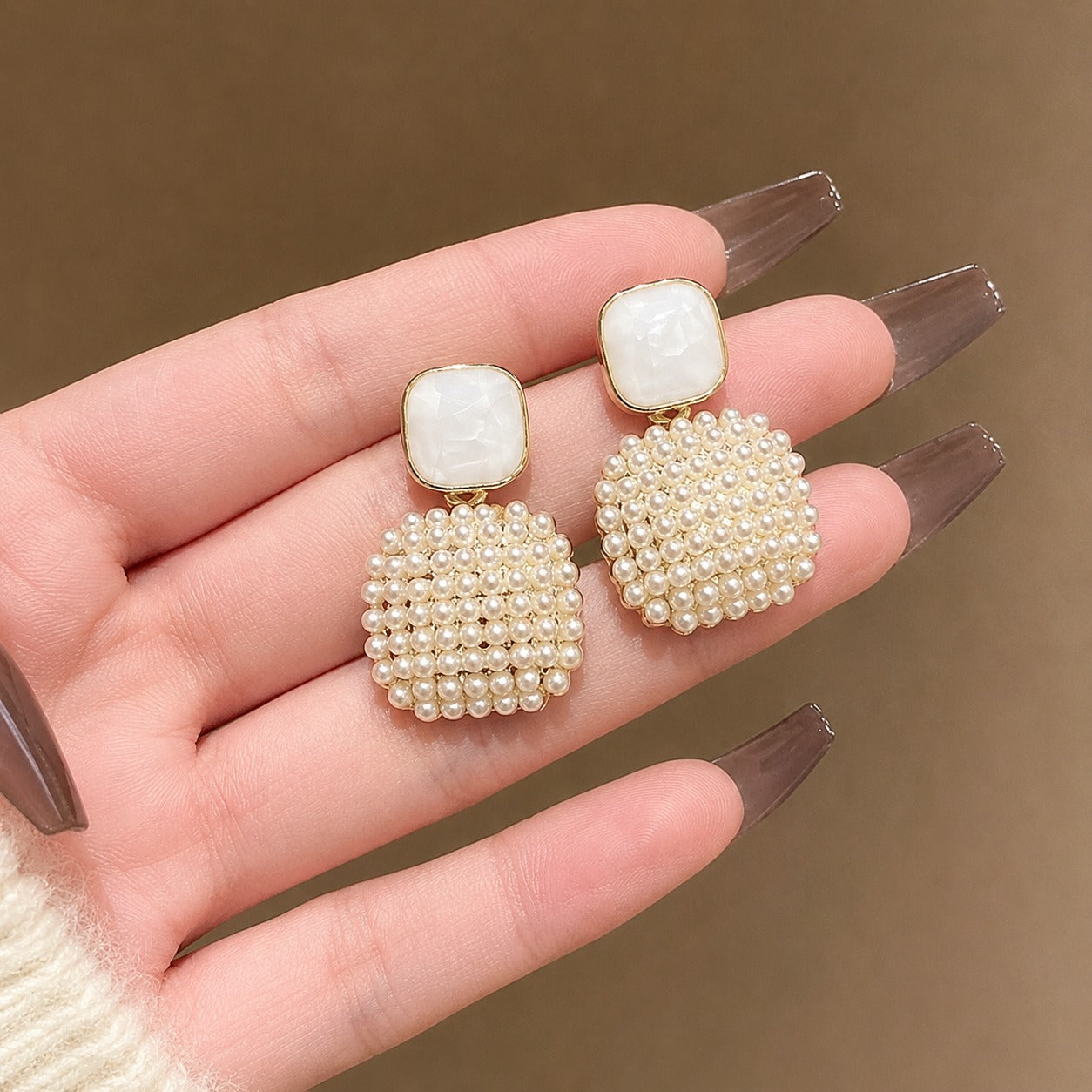 Pearl Mosaic Statement Earrings
