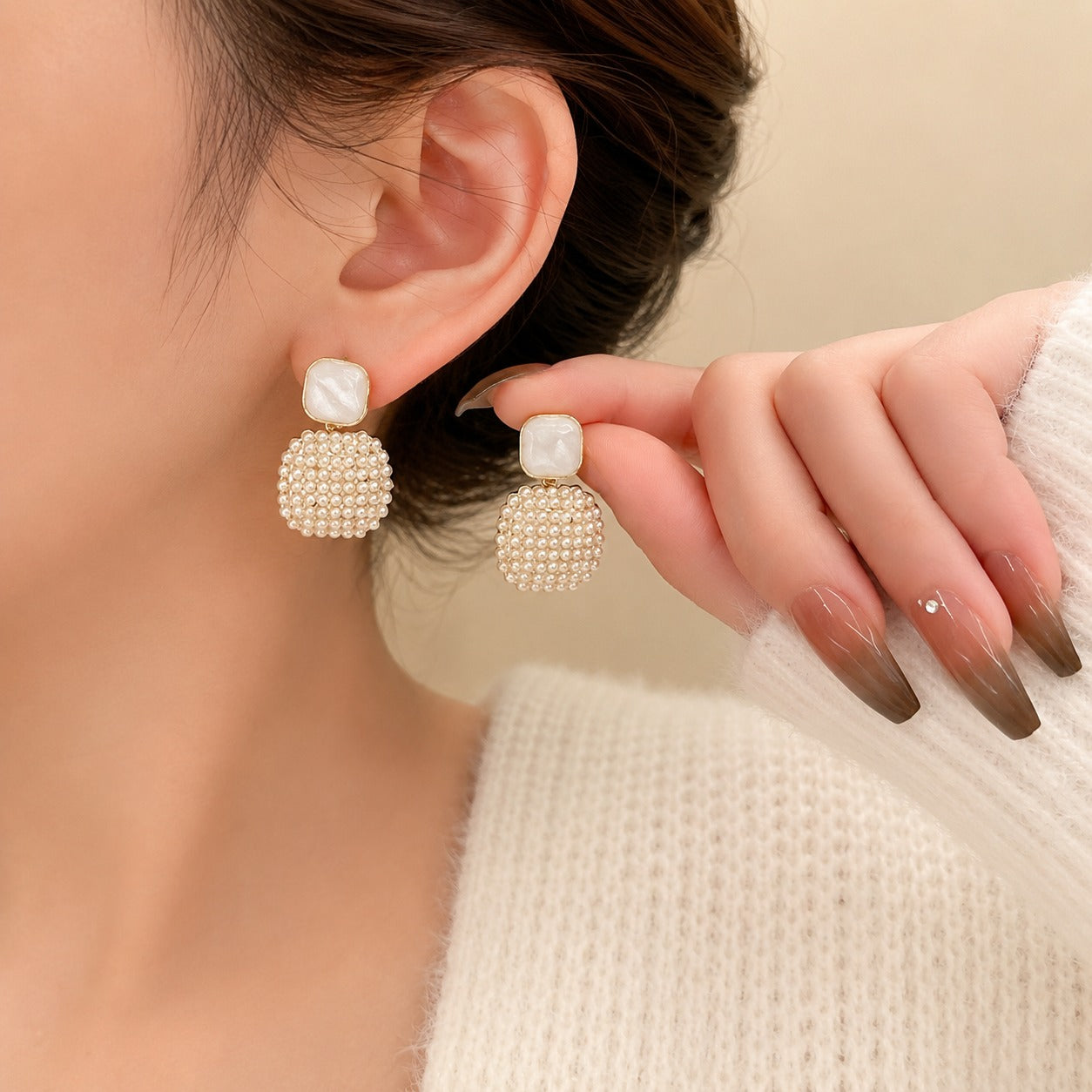 Pearl Mosaic Statement Earrings