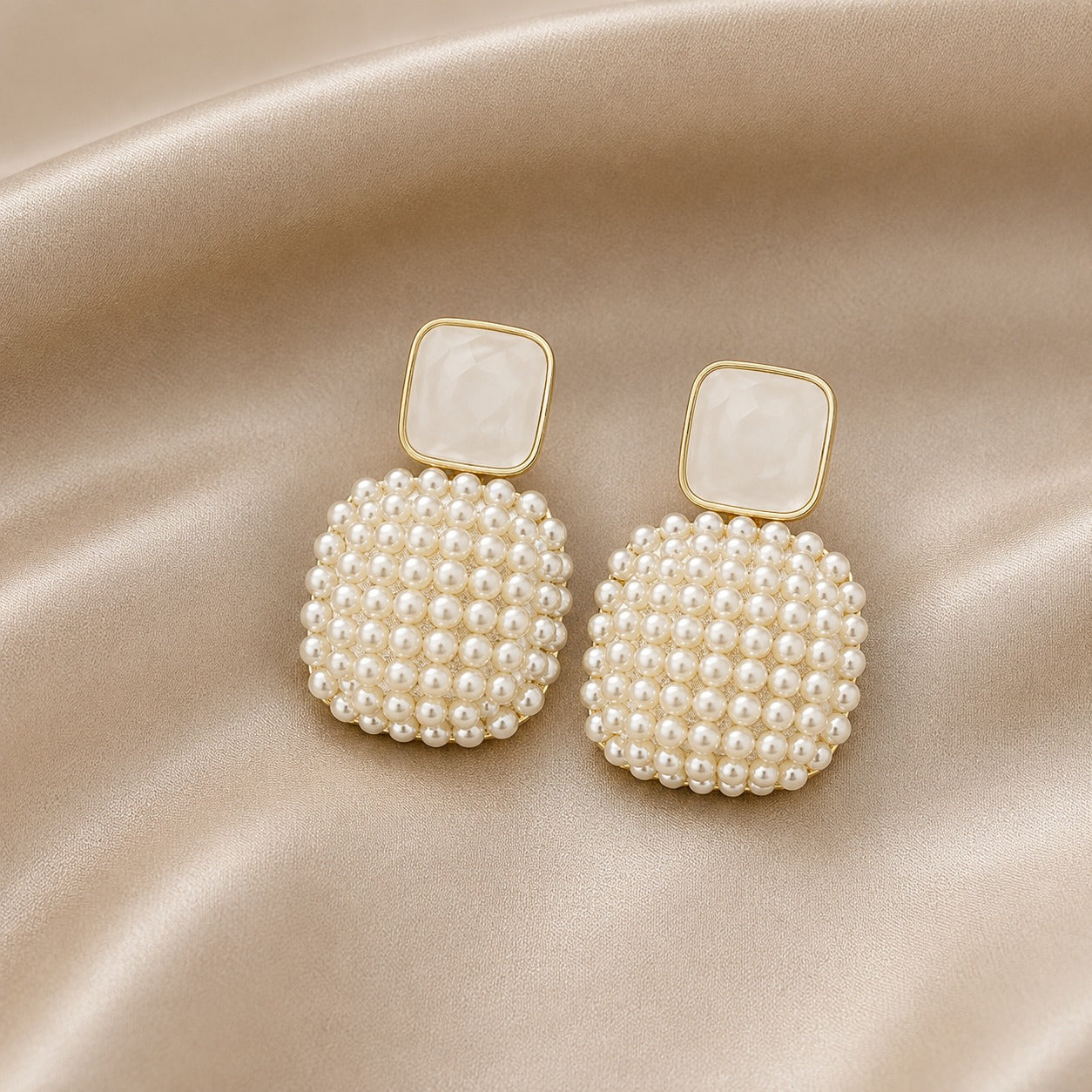 Pearl Mosaic Statement Earrings