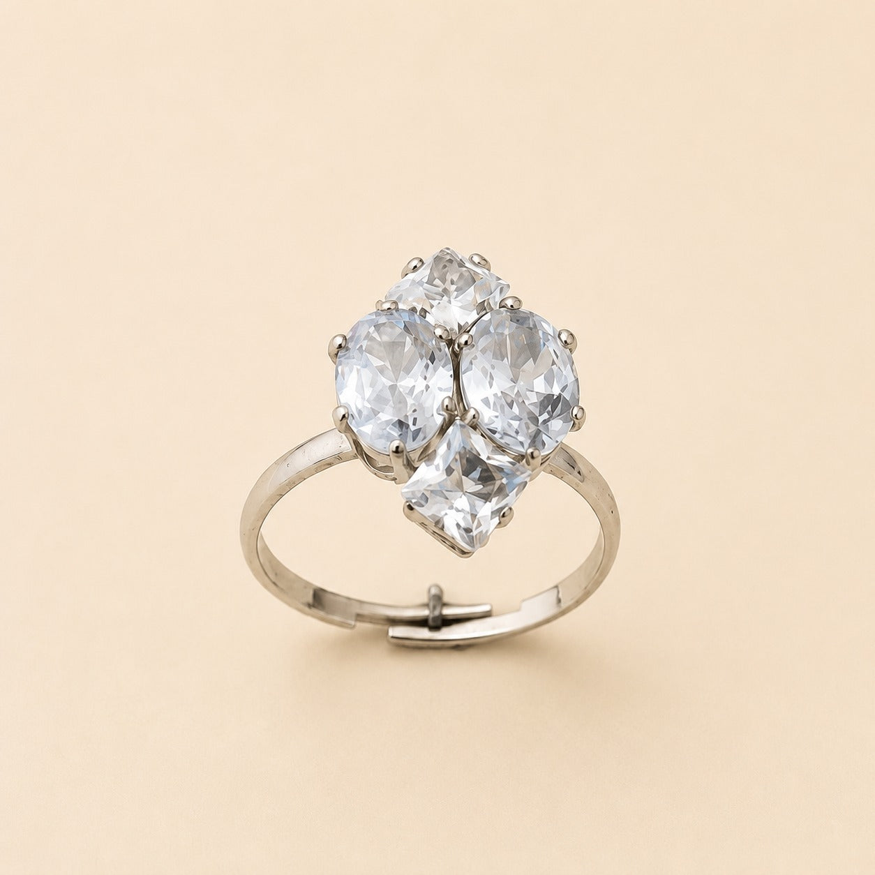 Crystal Blossom Adjustable Ring