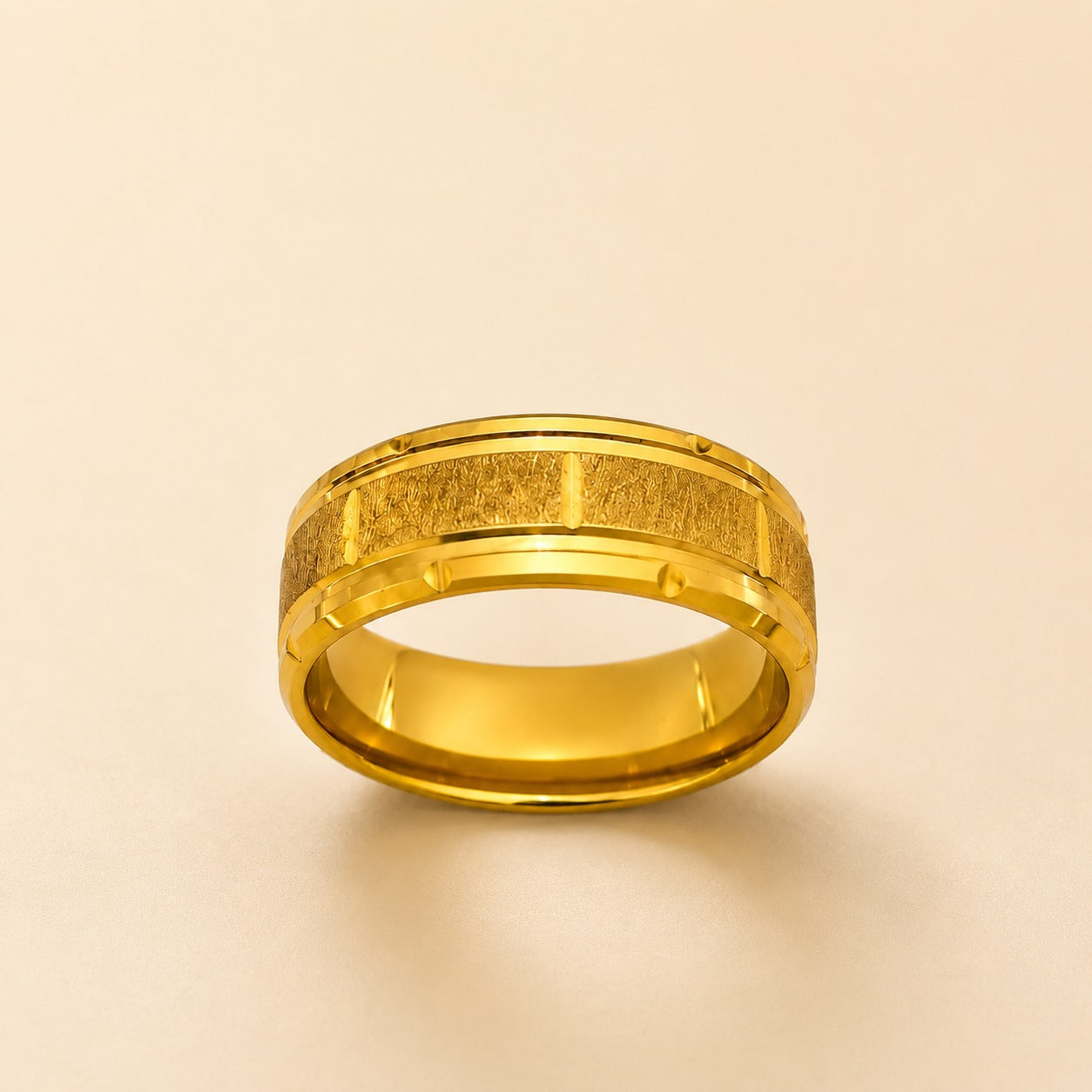Men - Golden Majesty Textured Band Ring
