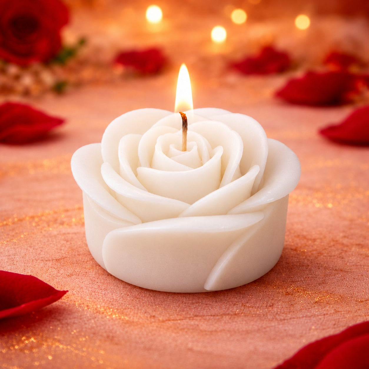 Romantic White Rose Candle