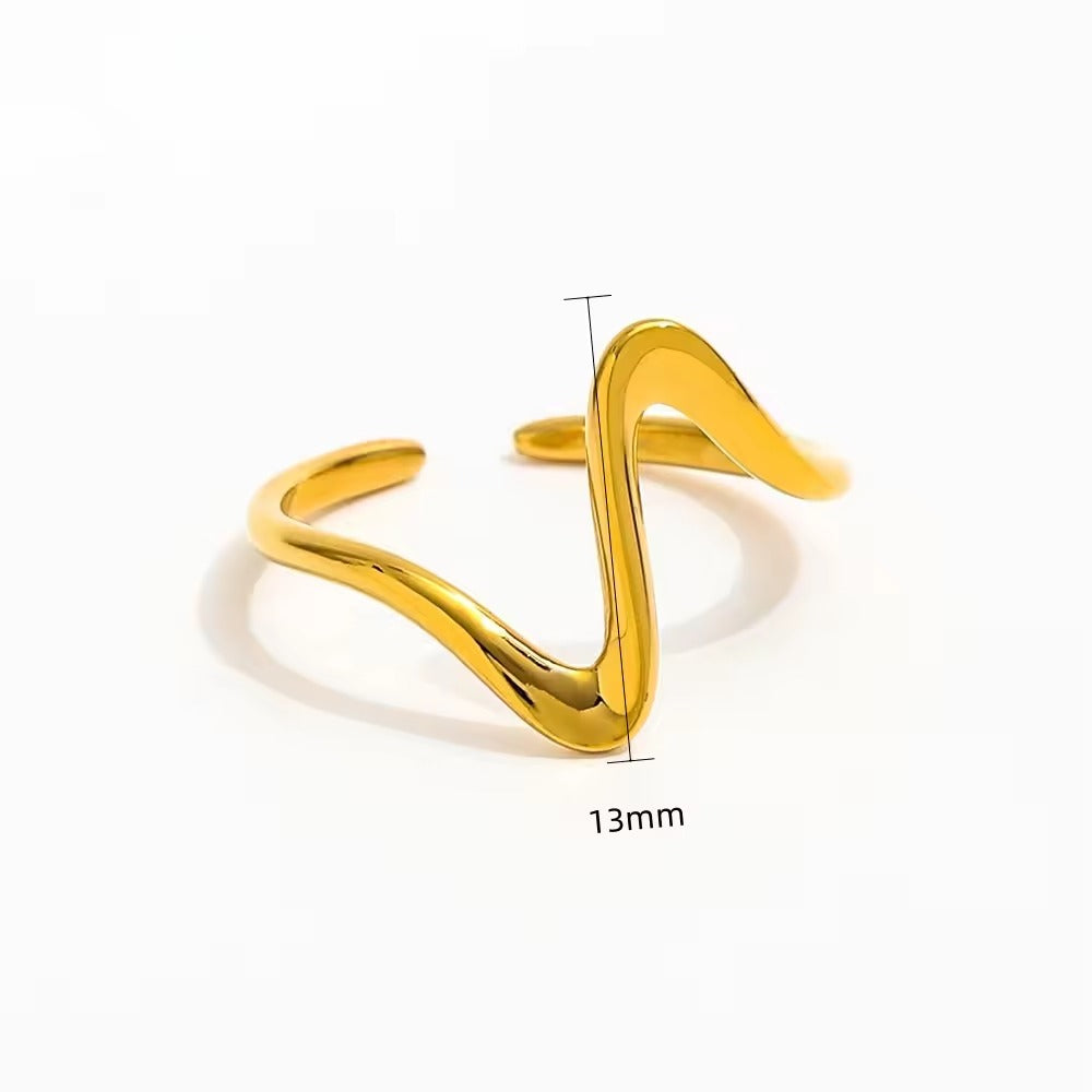 18K Gold Plated Fluid Wave Adjustable Ring