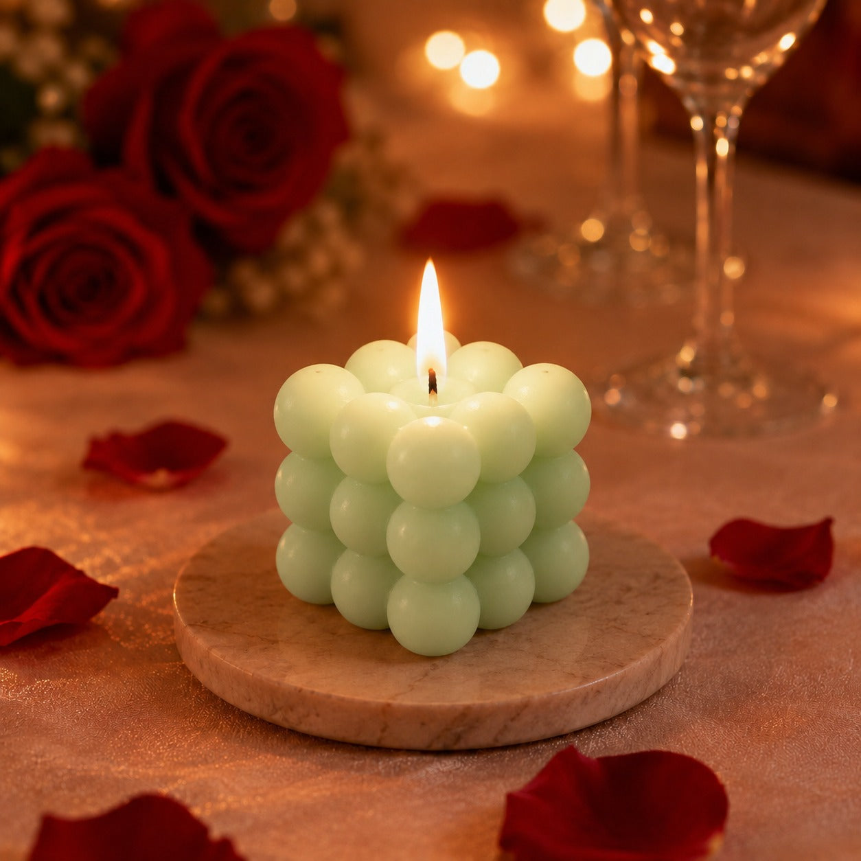 Pastel Green Bubble Cube Scented Candle