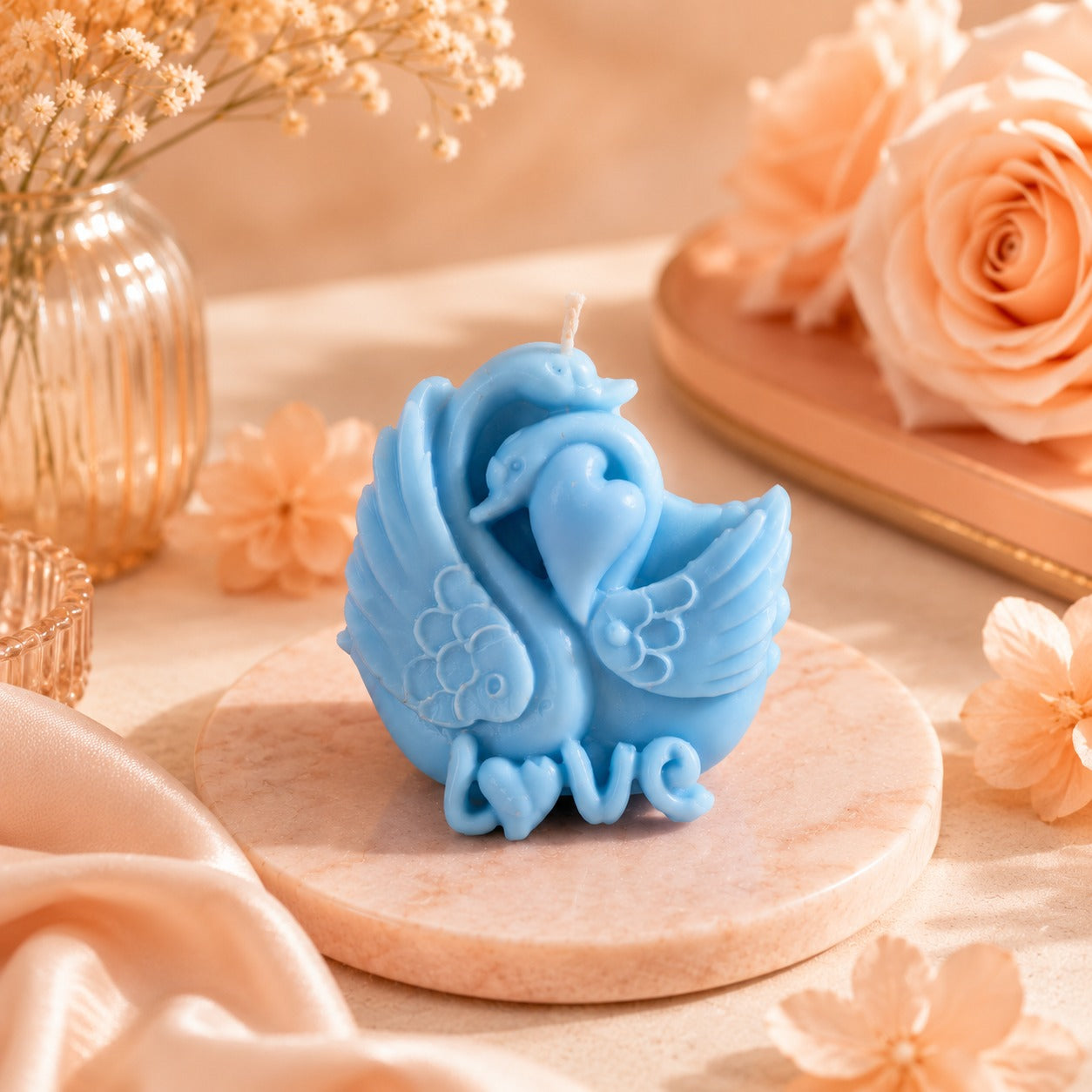Love Swan Couple Decorative Candle