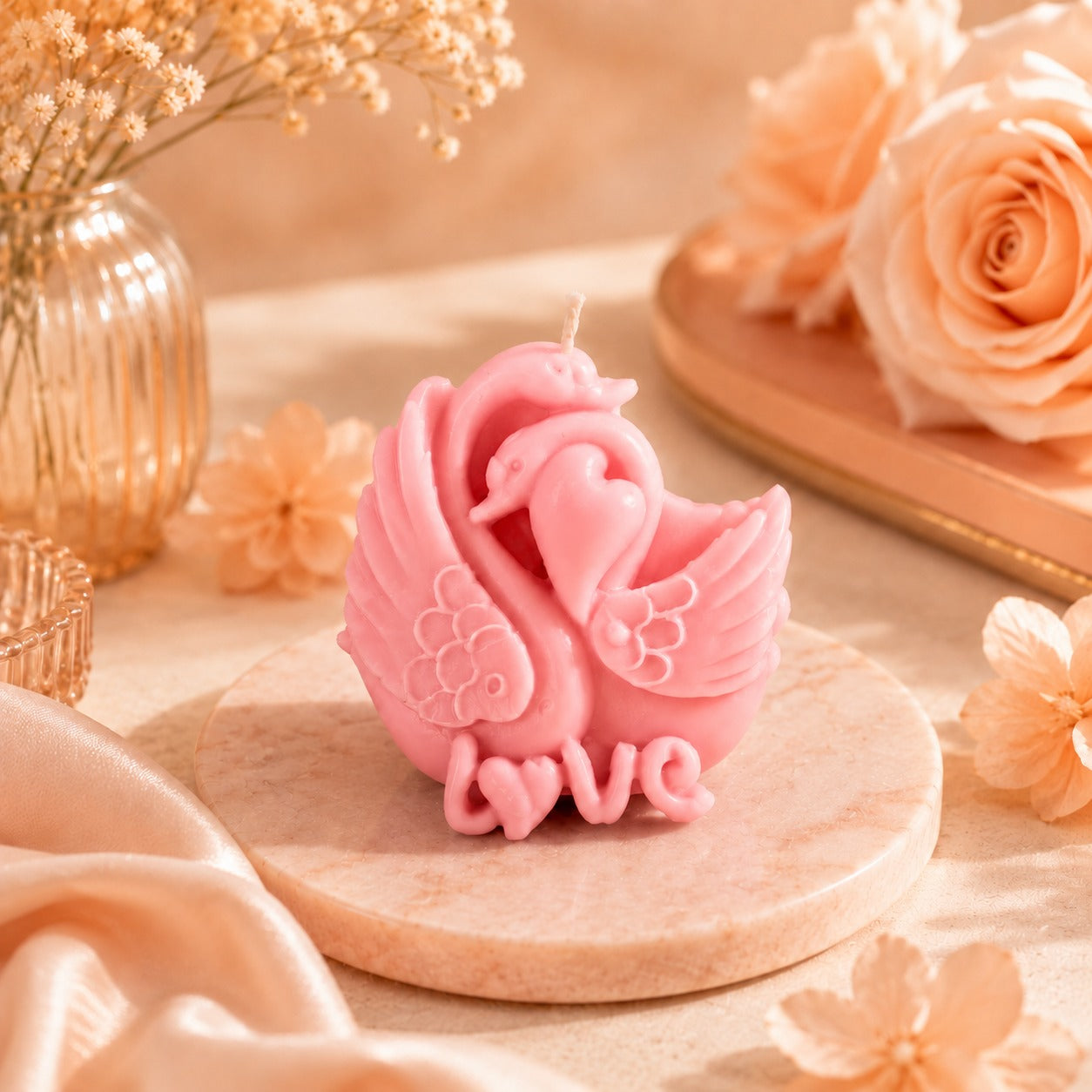 Love Swan Couple Decorative Candle