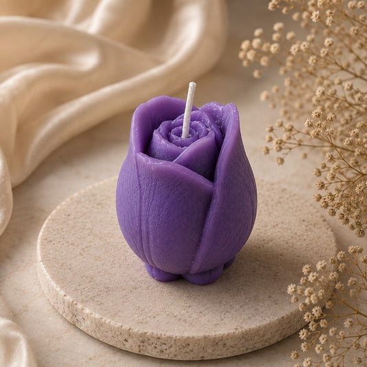 Purple Rose Decorative Candle