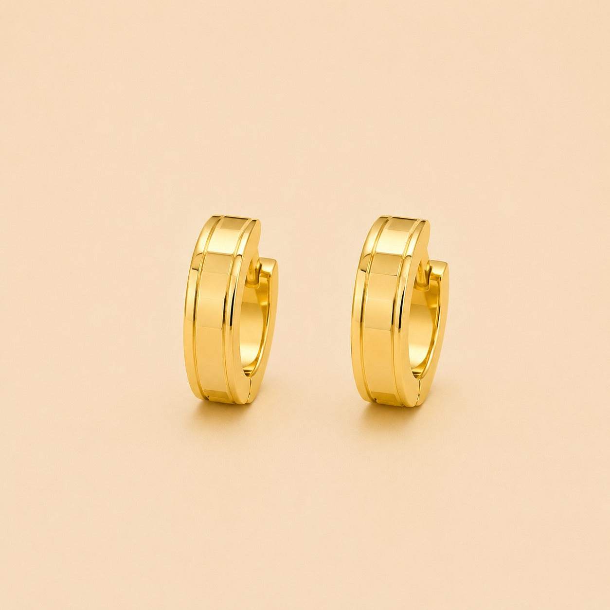 Men - 18K Gold Plated Classic Wide Hoop Earrings