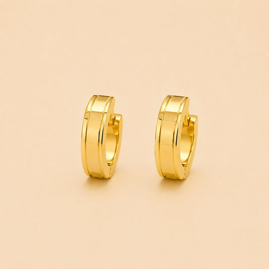 Men - 18K Gold Plated Classic Wide Hoop Earrings