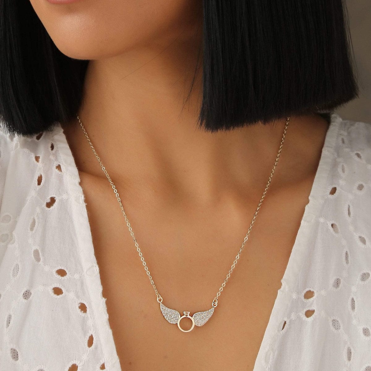 Silver Angel Wings Necklace