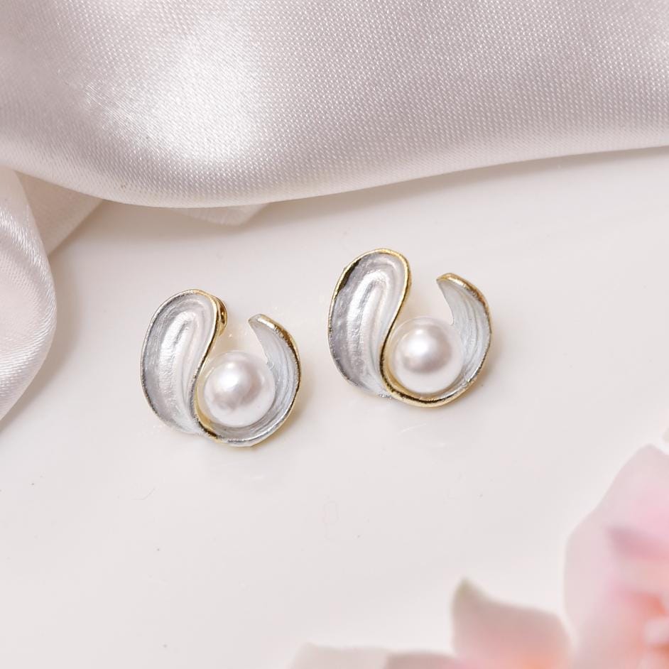 White Pearl Stud Earrings