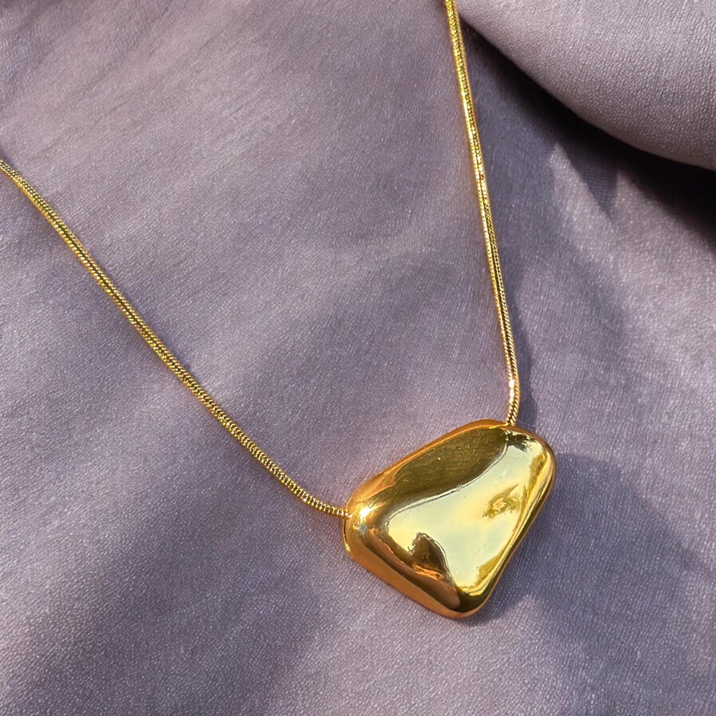 Korean Asymmetrical Golden Heart Pendant Necklace