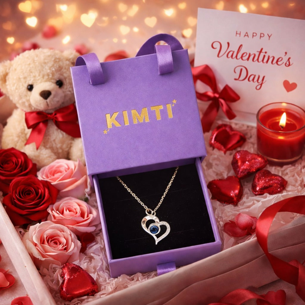 Romantic Blue Stone Heart Necklace