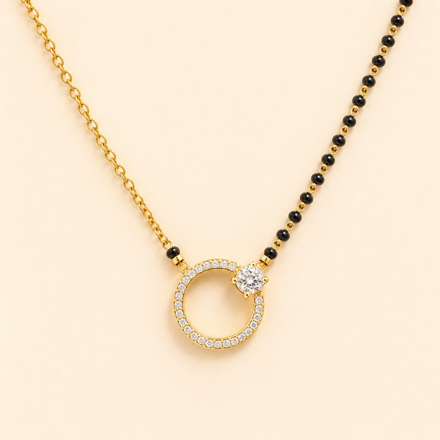 Solitaire Halo Diamond Mangalsutra