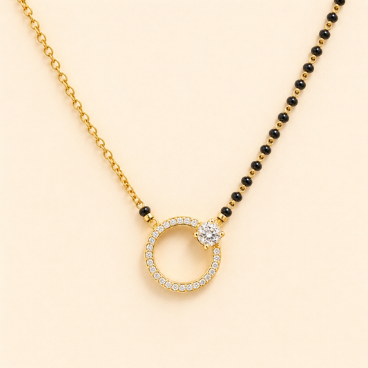 Solitaire Halo Diamond Mangalsutra