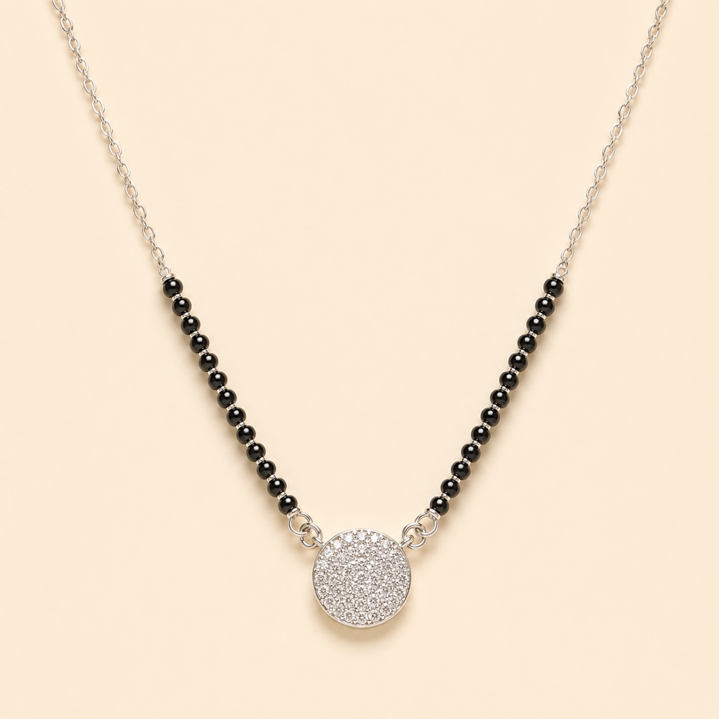 Silver Sparkle Disc Mangalsutra