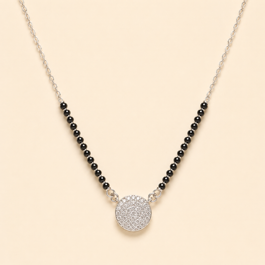 Silver Sparkle Disc Mangalsutra