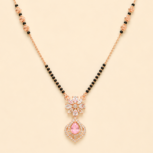 Pink Crystal Bloom Mangalsutra