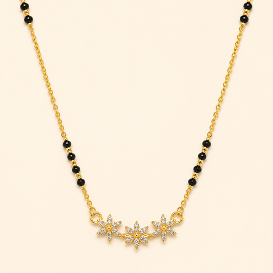 Triple Blossom Diamond Mangalsutra