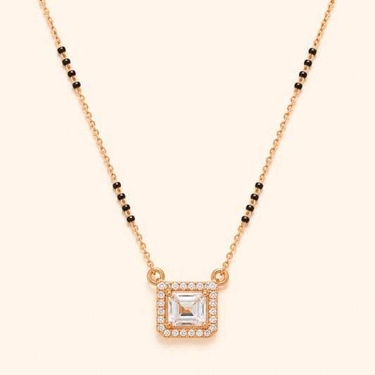 Rose Gold Solitaire Halo Mangalsutra