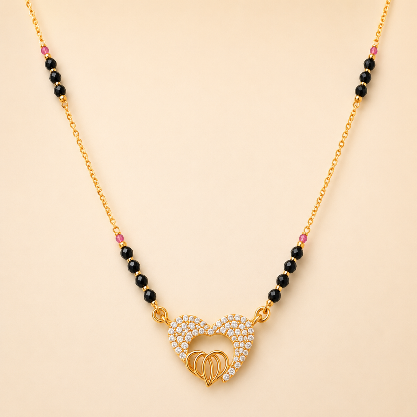 Sparkling Double Heart Mangalsutra