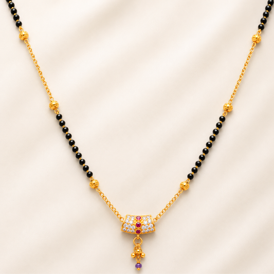 Diamond Ruby Drop Mangalsutra