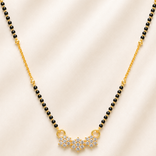 Triple Flower Diamond Mangalsutra