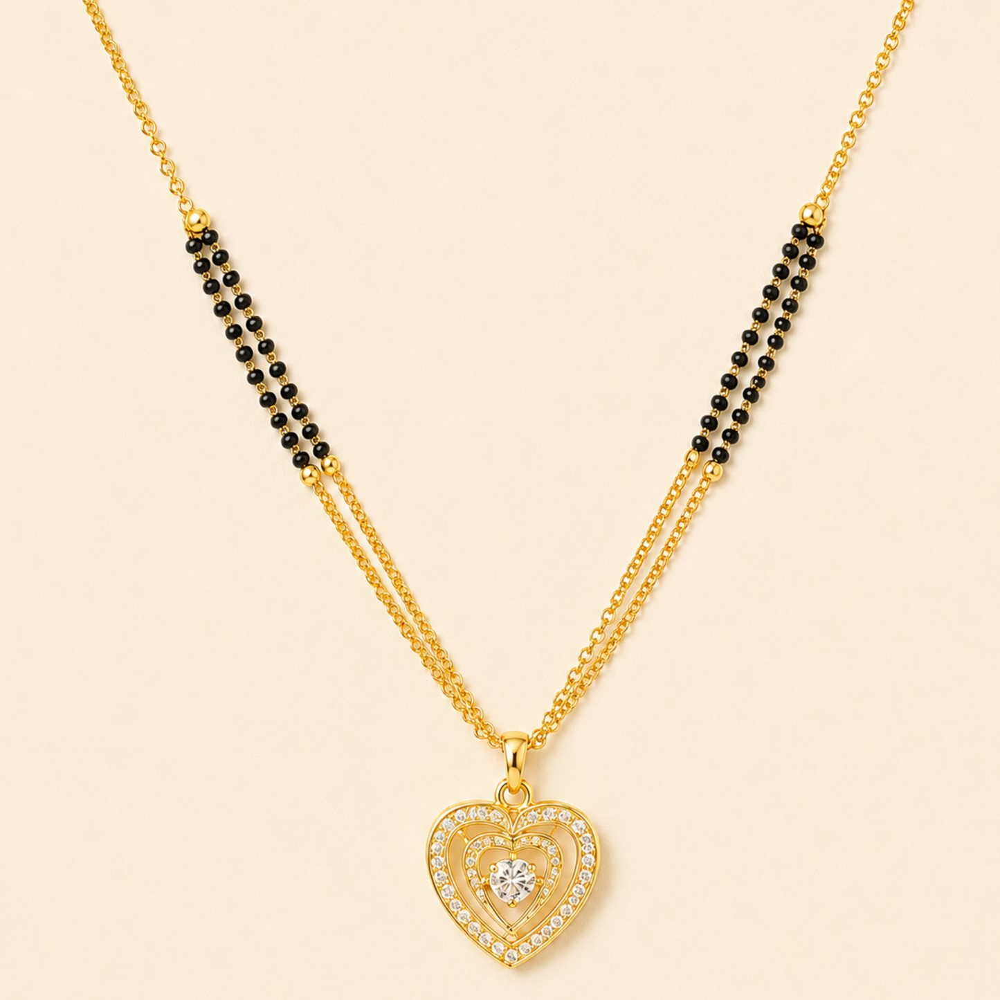 Double Heart Diamond Mangalsutra