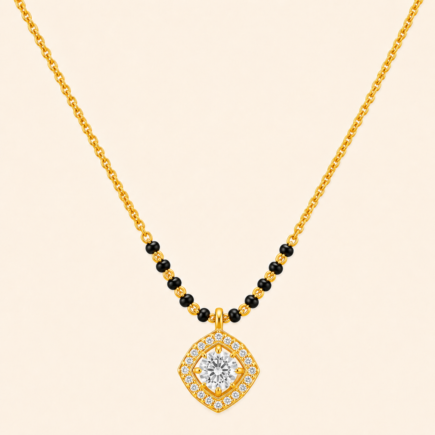 Sparkling Square Pendant Mangalsutra