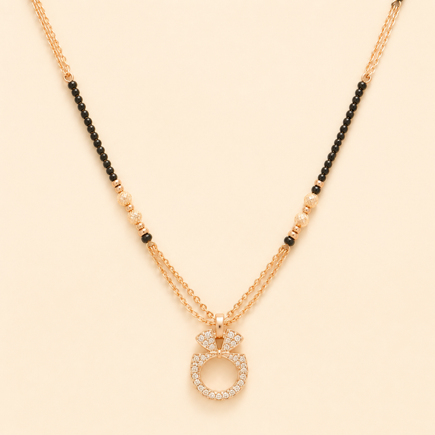 Rose Gold Plated Bow Diamond Mangalsutra