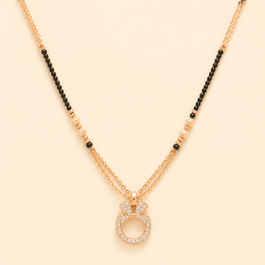 Rose Gold Plated Bow Diamond Mangalsutra