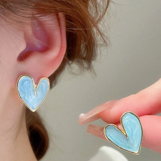 Blue Heart Shape Stud Earring