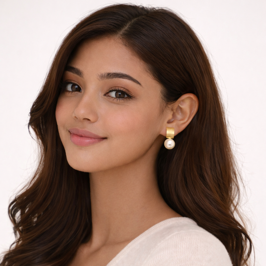 Just Rs. 49 Gold Rectangular Pearl Stud Earring